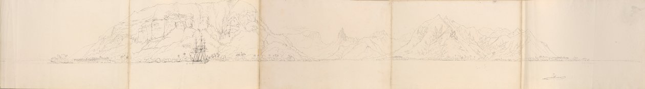 "Panorama af Eimeo [Moorea], Selskabsøerne af Admiral Sir Edward Gennys Fanshawe