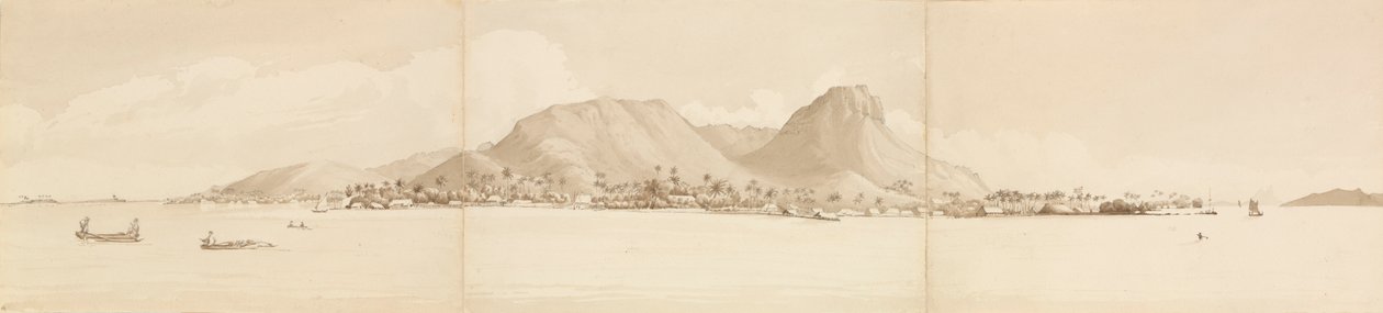 "Panorama over Raiatea, 1. september 1849. Tahaa til højre [Samfundsøerne]