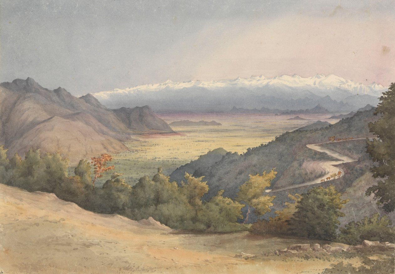 "Sletten i Santiago, Chile, fra Cuesta del Prado, 7. januar 1851 af Admiral Sir Edward Gennys Fanshawe