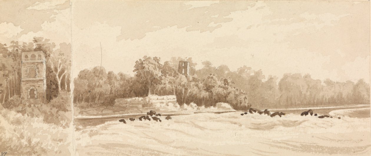 "Ruin af tårn på stedet for den gamle by i Panama, ødelagt af Morgan the Buccaneer i 1670, marts 1850 af Admiral Sir Edward Gennys Fanshawe