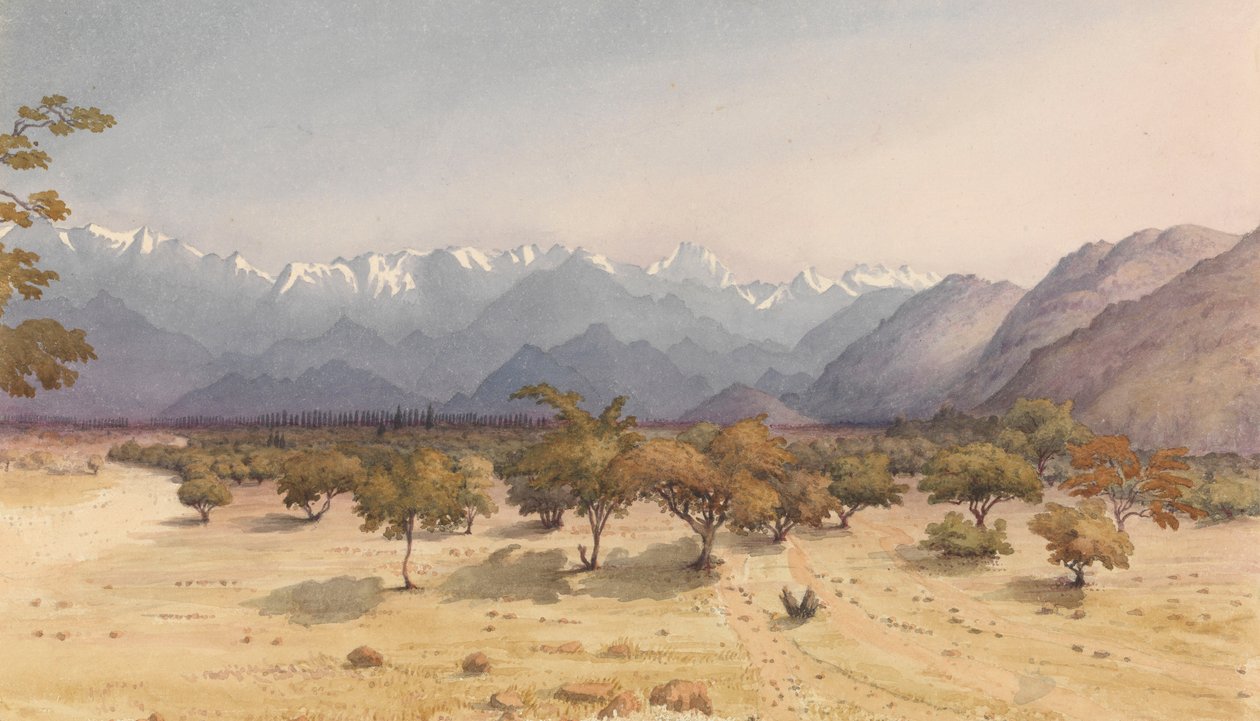 "To ligaer fra Santa Rosa [Chile], 14. januar 1851 [med Andesbjergene og Aconcagua] af Admiral Sir Edward Gennys Fanshawe