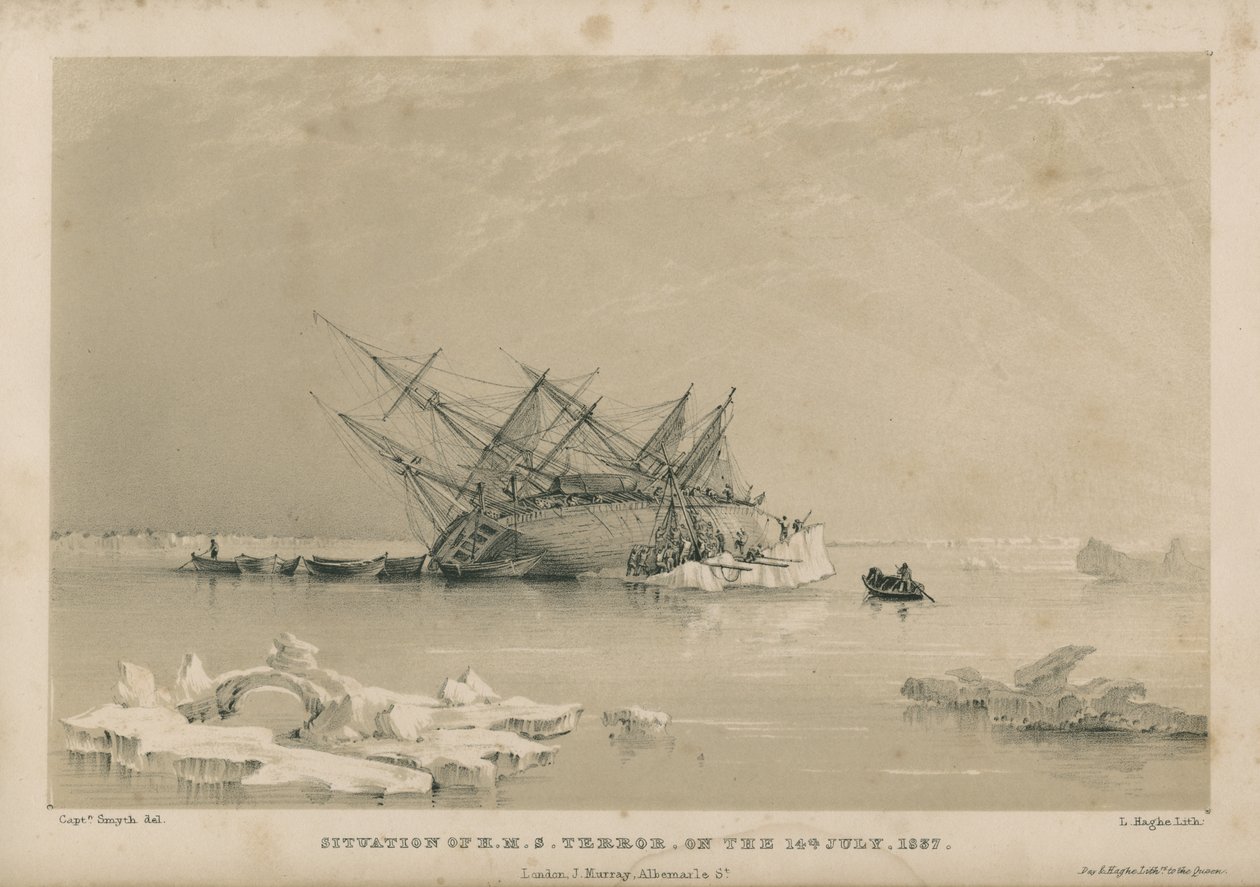 Situationen for H.M.S. Terror den 14. juli af Admiral William Henry Smyth