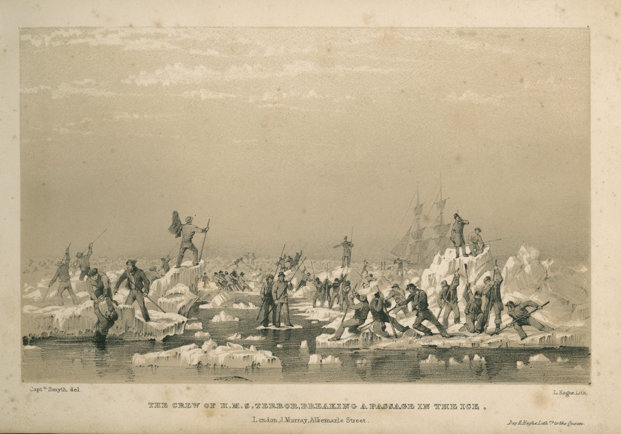 Besætningen på H.M.S. Terror, bryde en passage i isen af Admiral William Henry Smyth