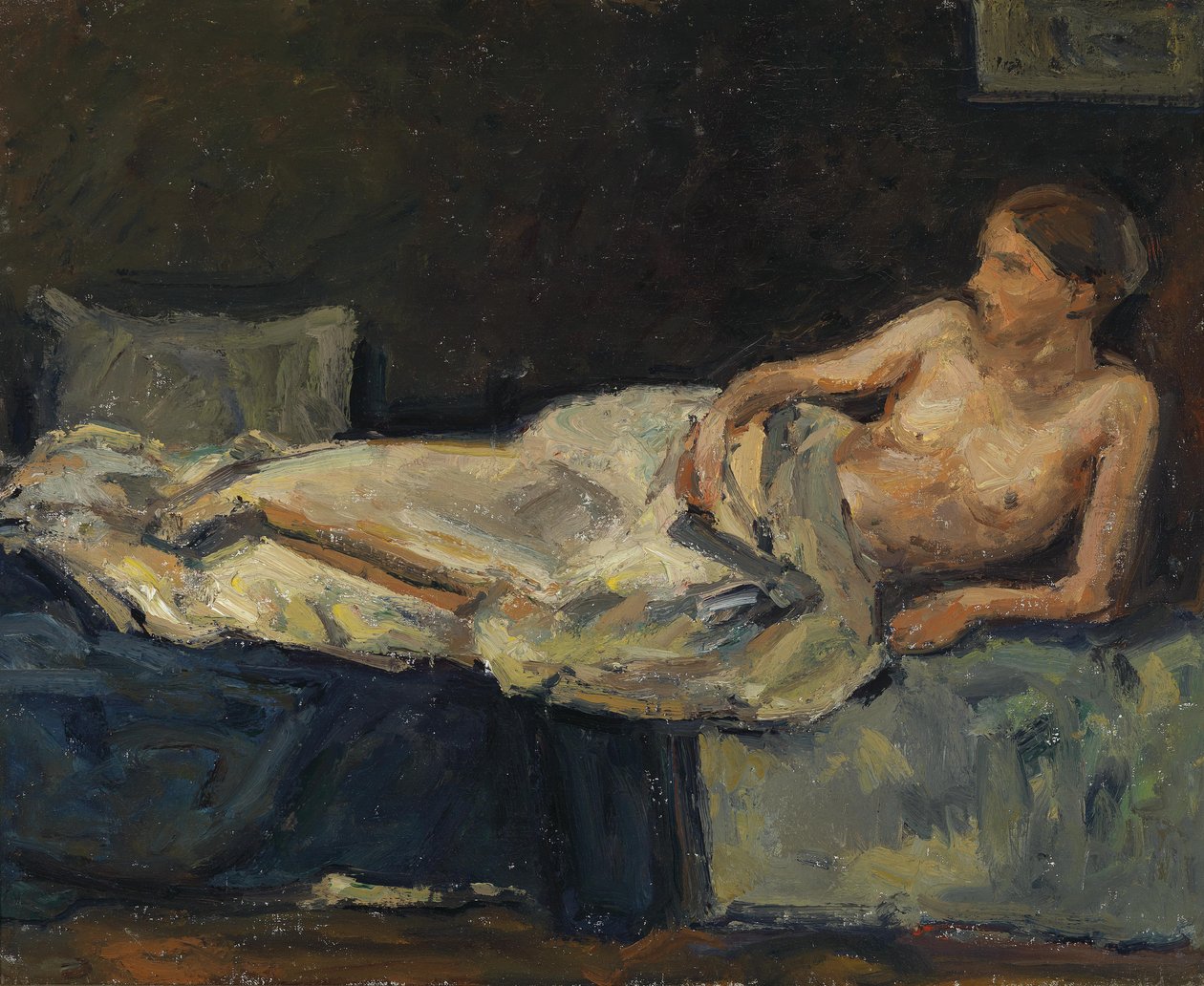 formørkende halv nøgen figur af Adolf Holzel