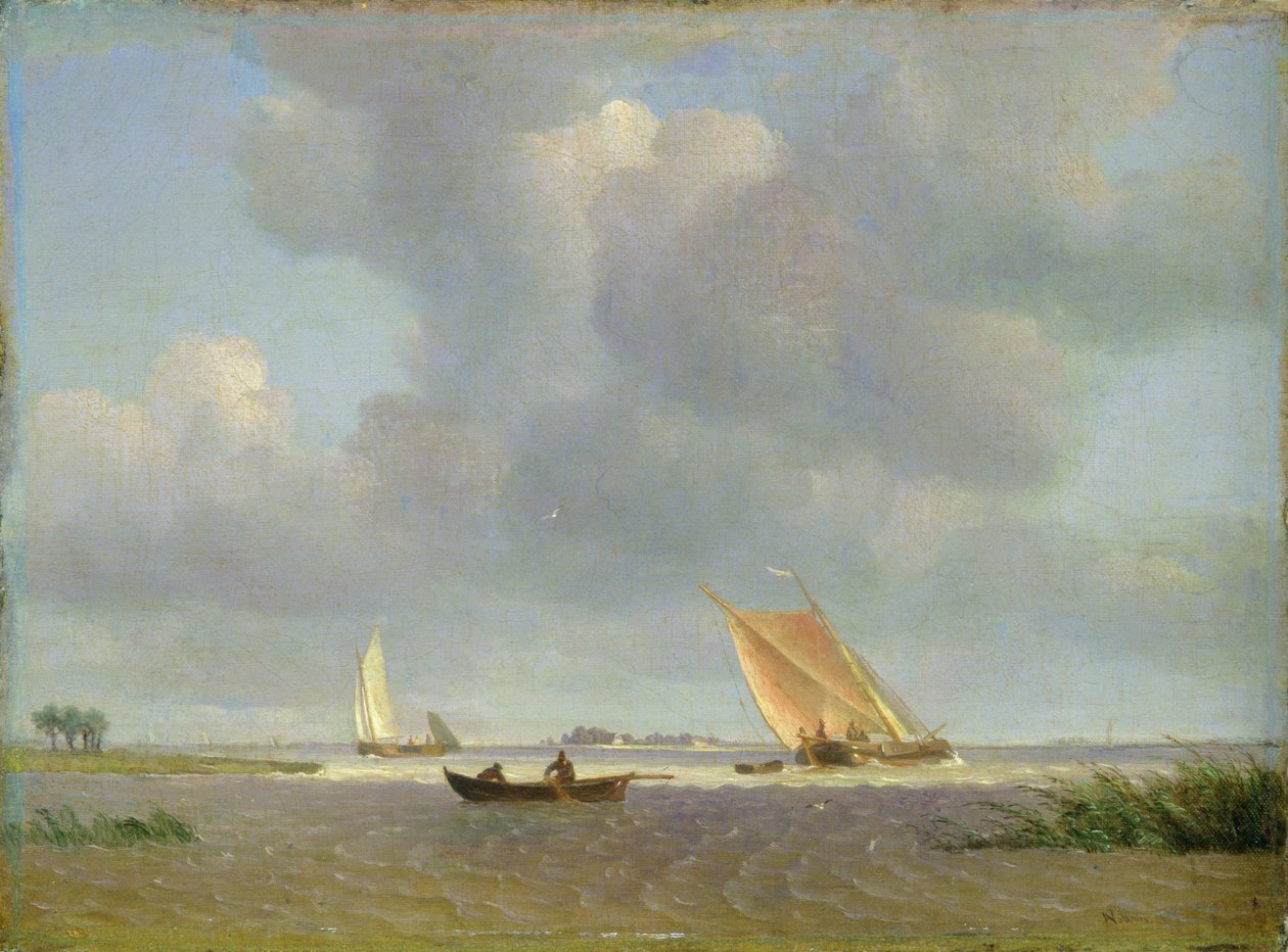 En frisk brise på Elben, ca. 1830 af Adolf Vollmer