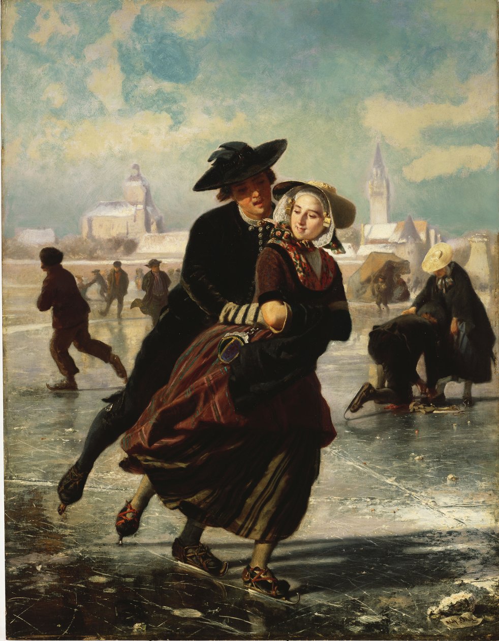 Skøjteelskere af Adolf Alexander Dillens