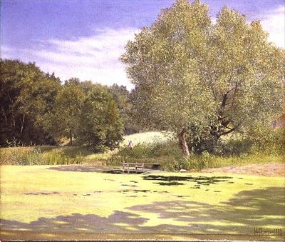En fisker forlader en dam af Adolf Alfred Larsen