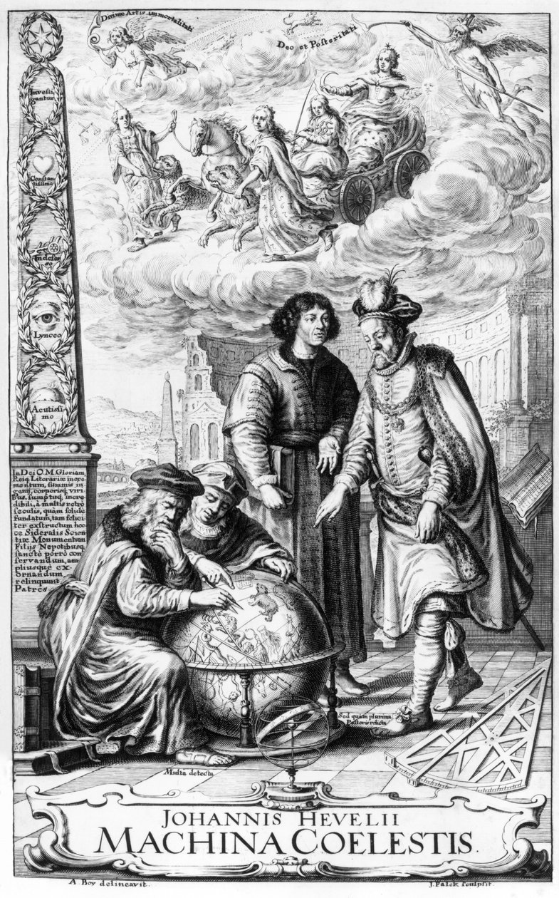 Frontispice til Machina Coelestis af Johannes Hevelius, indgraveret af Jeremias Falck, 1673 af Adolf Boy