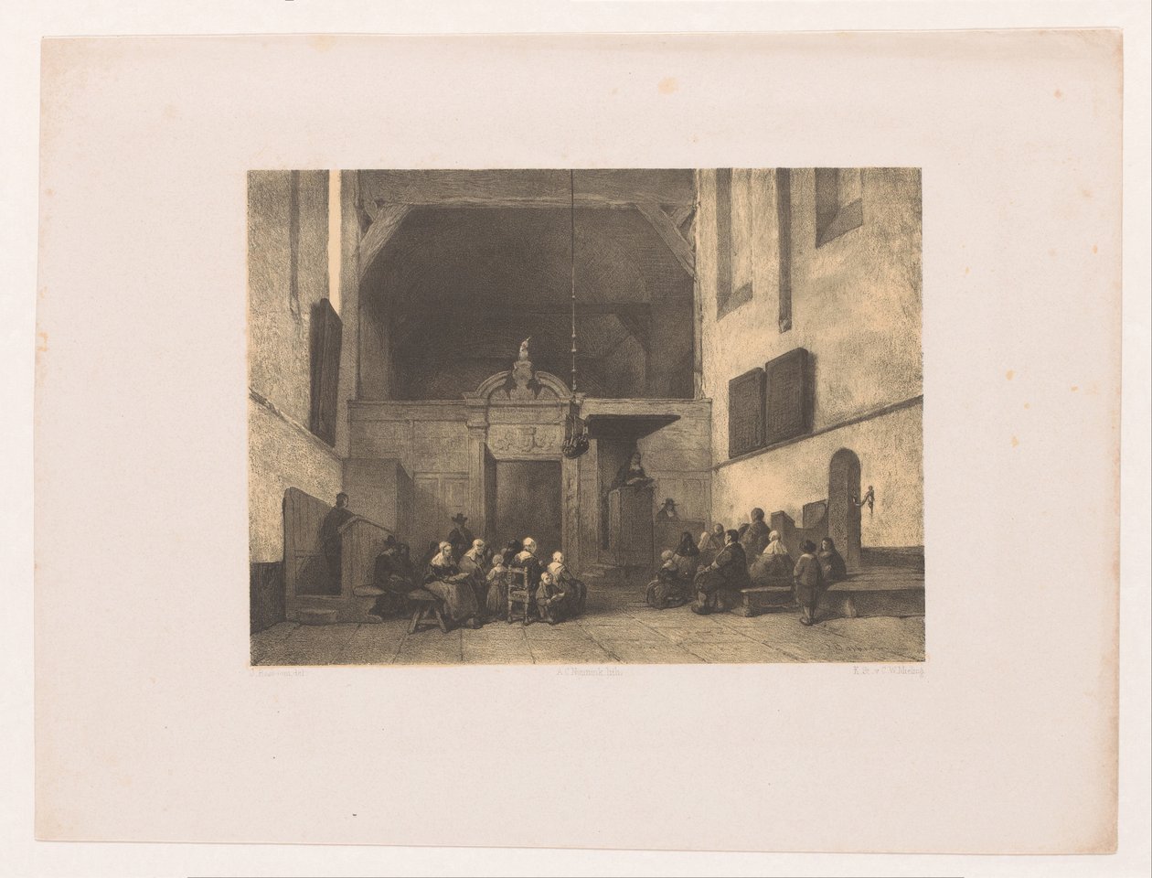 Kirkeinteriør med figurer af Adolf Carel Nunnink