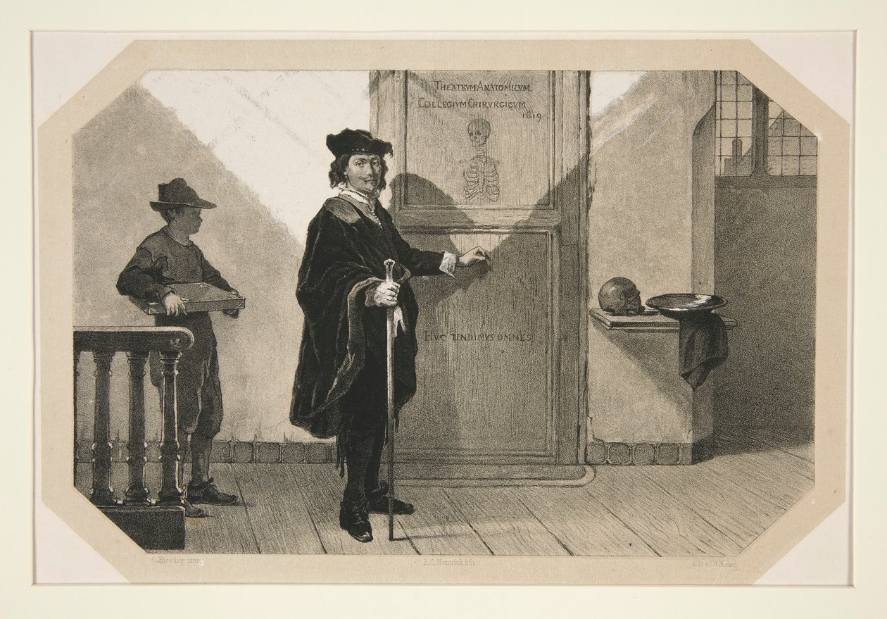 Rembrandt på vej til Dr. Tulps anatomiske lektion af Adolf Carel Nunnink