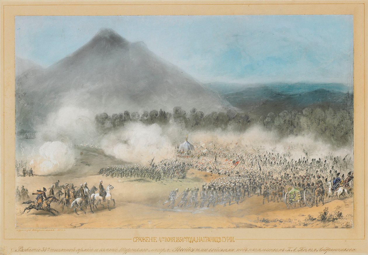 Slaget ved Choloki-floden ved grænsen til Guria den 4. juni 1854, 1854. af Adolf Charlemagne