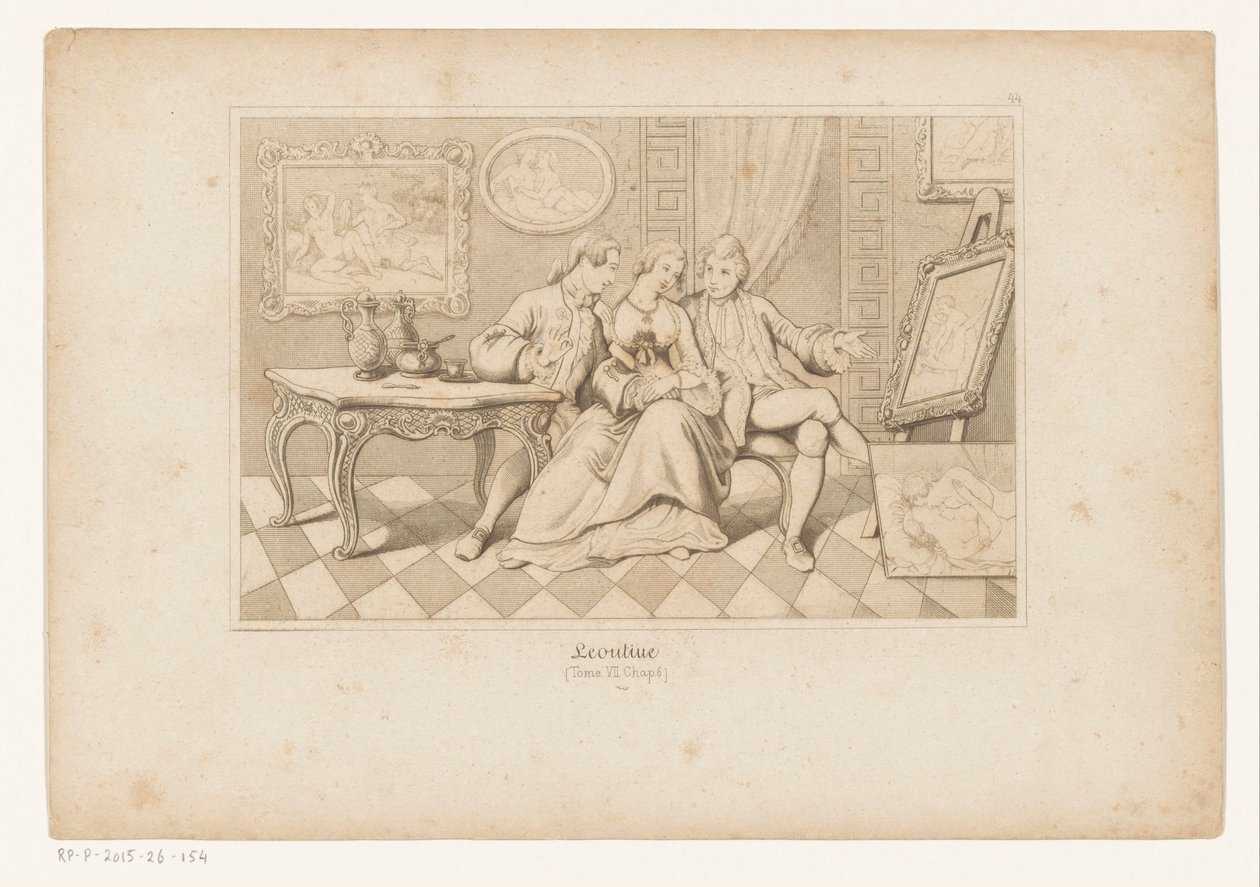 Casanova og hertugen af Matalone ser på erotisk kunst med Leonilde af Adolf Gnauth