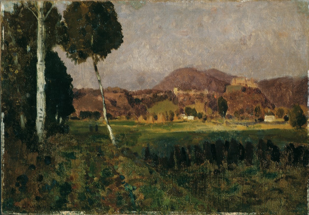 Hohensalzburg Slot med Gaisberg af Adolf Gustav Ditscheiner