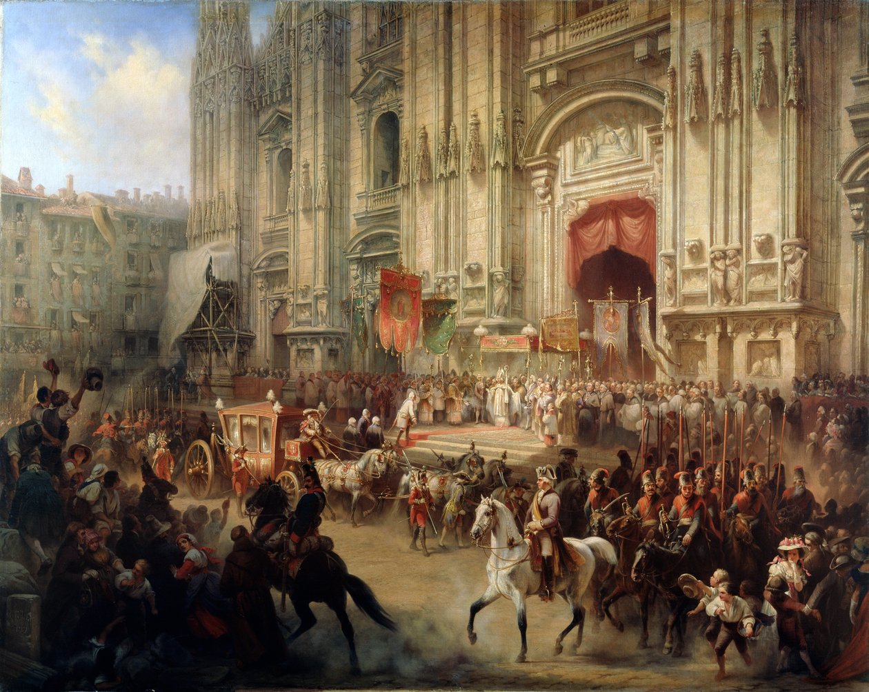 Ceremoniel modtagelse af feltmarskal Alexander Suvorov i Milano i april 1799, 1850