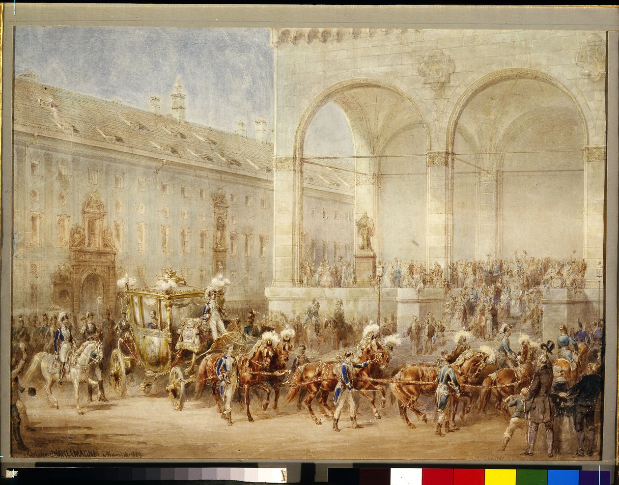 Afgangsceremoni for kejser Nicholas I (Nicolai Pavlovich Romanov af Adolf Jossifowitsch Charlemagne
