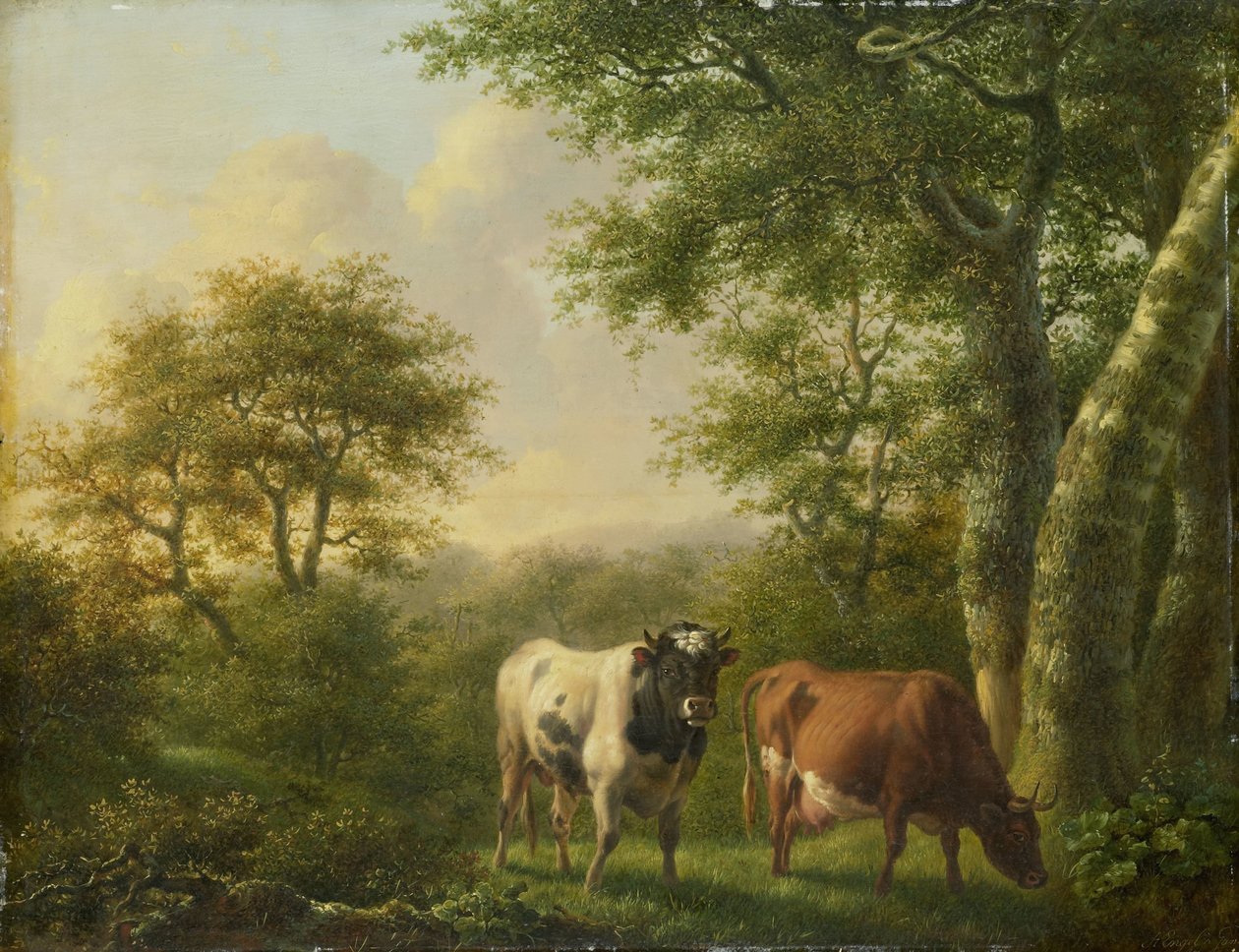 Landskab med kvæg af Adolf Karel Maximiliaan Engel