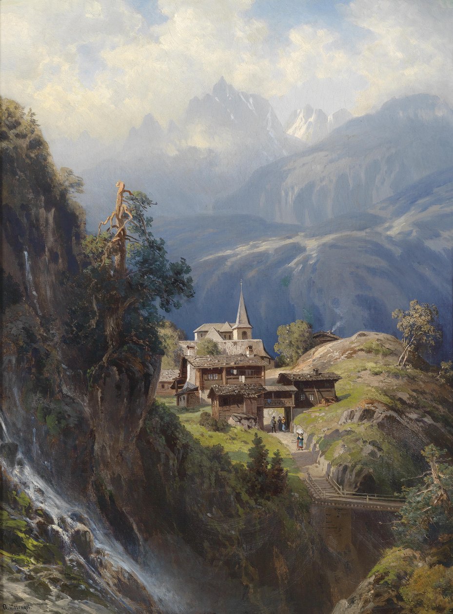 Landsby i de Berner Alperne af Adolf Mosengel
