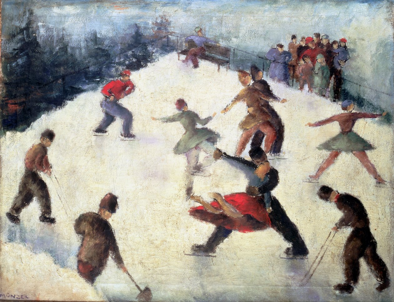 Winter Skating Scene c.1920 af Adolf Munzer