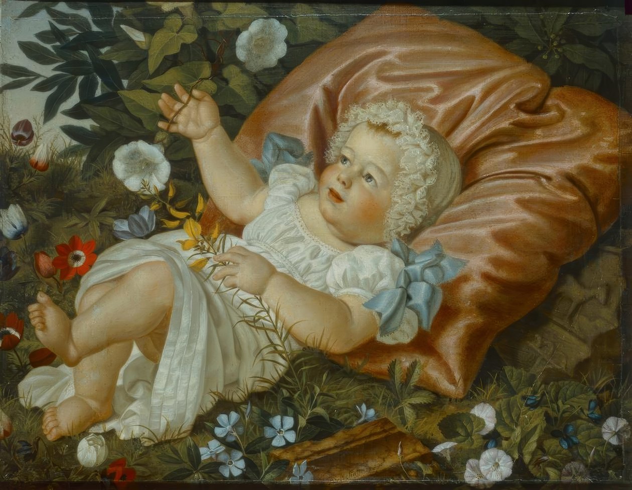 Barn blandt blomster af Adolf Senff
