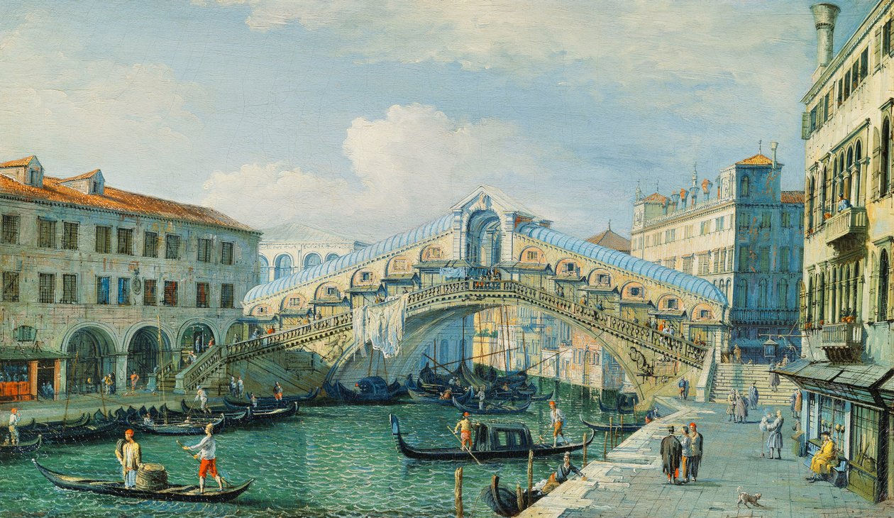 Rialtobroen ved Canal Grande, Venedig af Adolf Sukkert