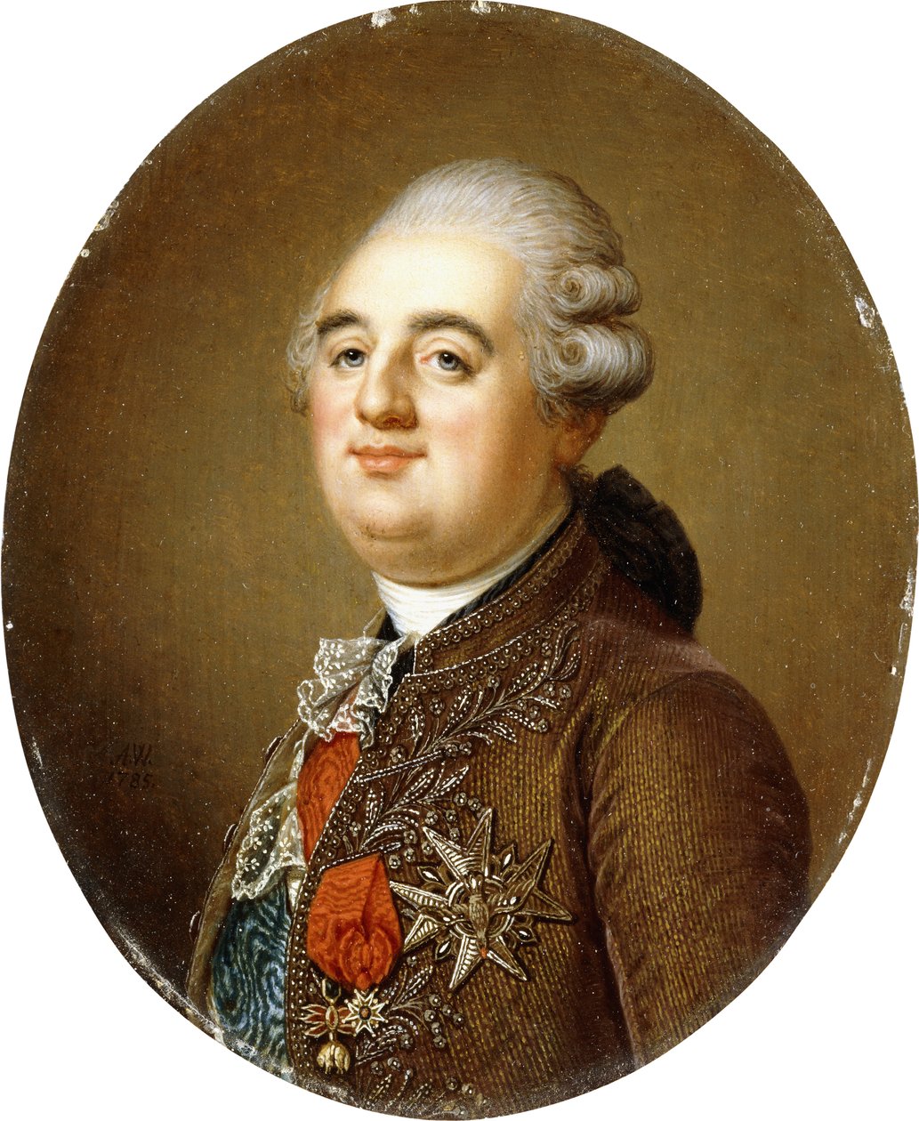 Portræt af kong Ludvig XVI af Frankrig, brystlængde, 1787 af Adolf Ulrich Wertmuller