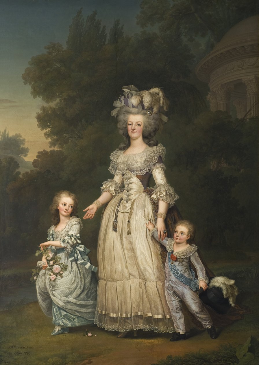 Dronning Marie Antoinette med sine børn i parken Trianon af Adolf Ulrich Wertmuller