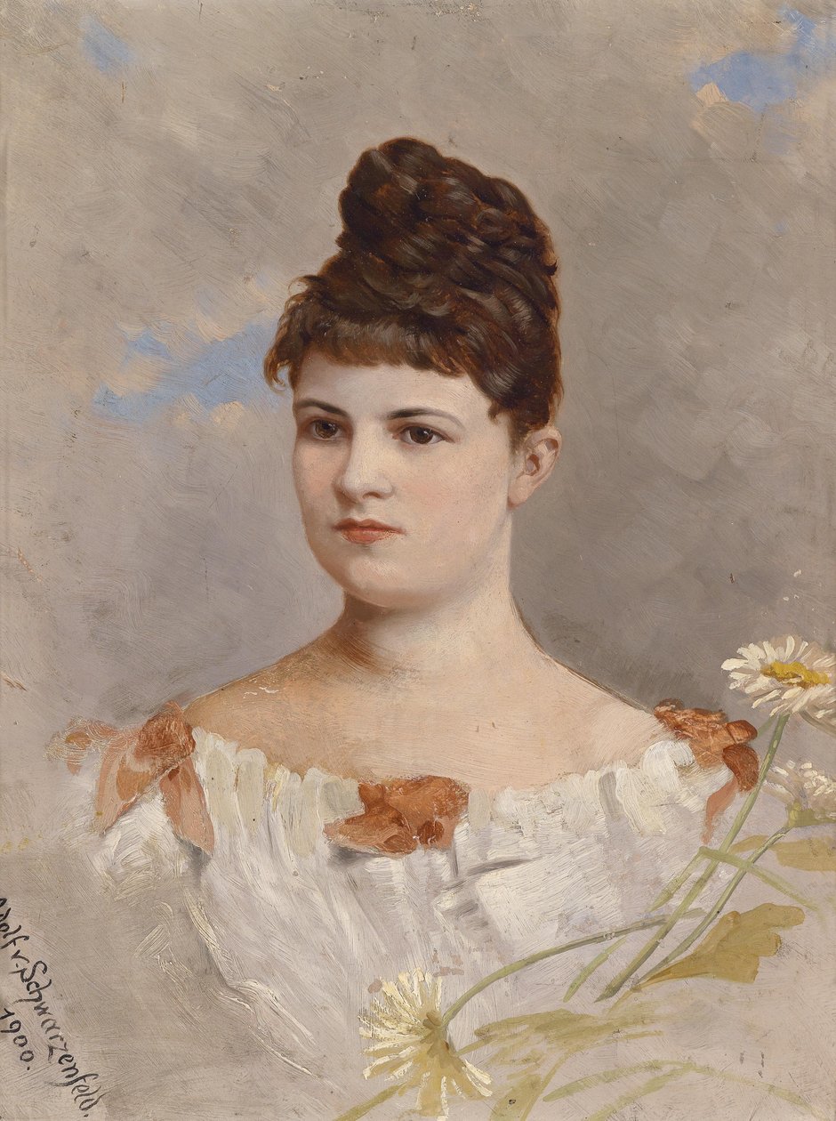 Portræt af Ottilie Schneitt von Schwarzenfeld ifølge etiketten på bagsiden af Adolf d. Ä. Schreitter von Schwarzenfeld