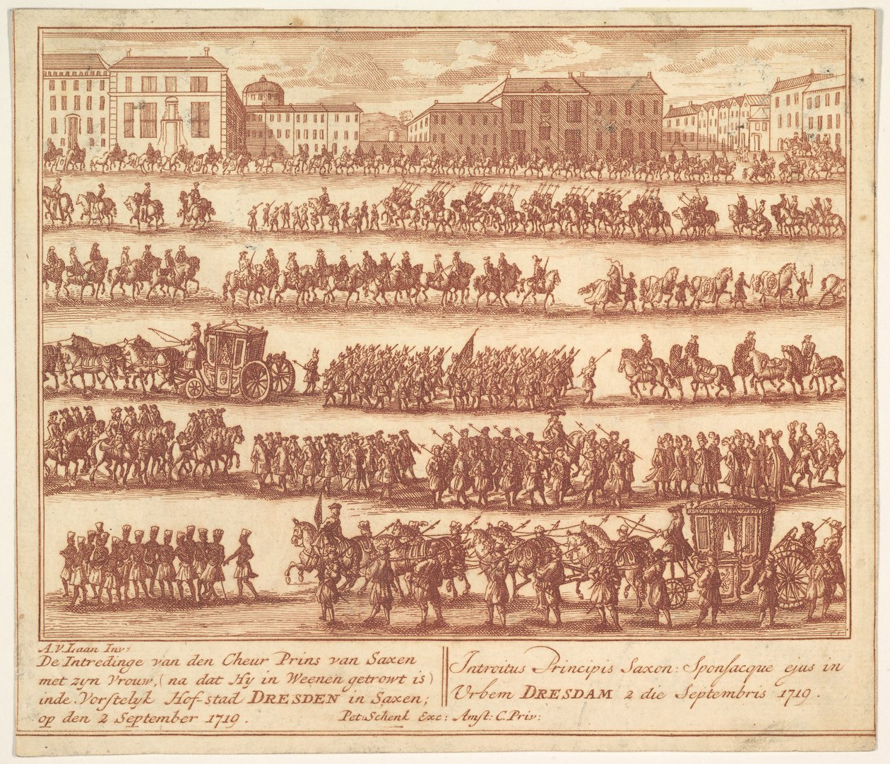 Prinsen af Sachsen med sin Hustrus Indtog i Dresden den 2. September 1719, af..., ca. 1700-1755. af Adolf van der Laan