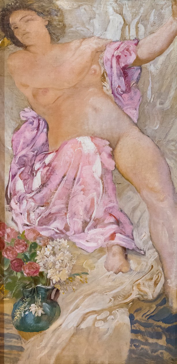 Kvinde med blomster / nøgen kvinde med roser af Adolfo de Carolis