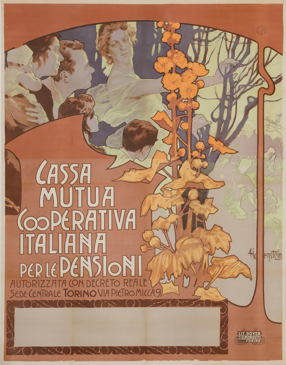 Landsforeningens gensidige pensionskasse, 1898. af Adolfo Hohenstein