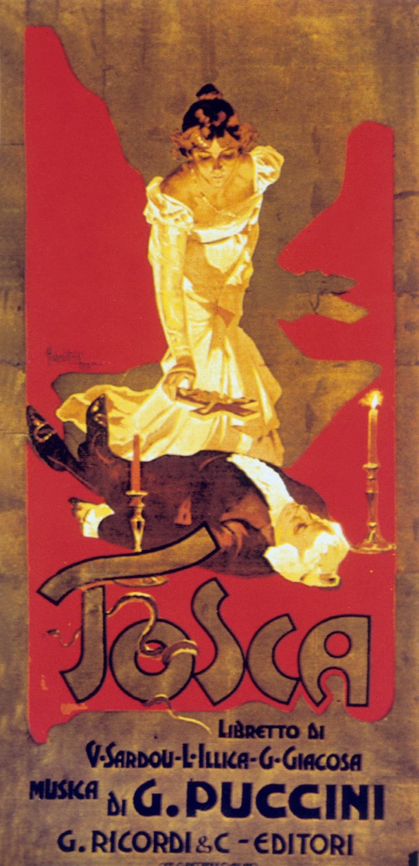 Cover af Adolf Hohenstein til partitur af operaen Tosca af Giacomo Puccini af Adolfo Hohenstein