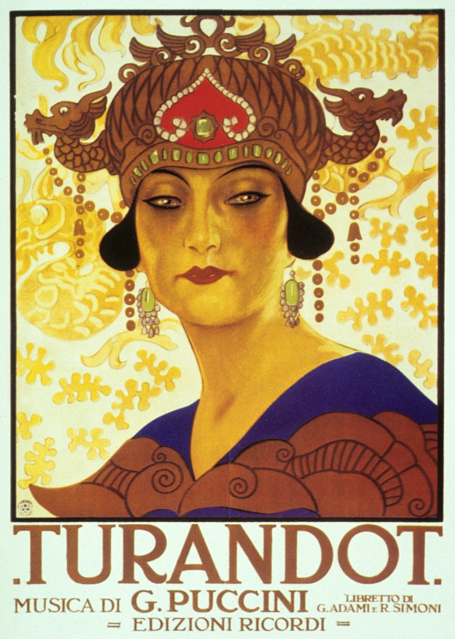 Cover af Anon til partitur af operaen Turandot af Giacomo Puccini af Adolfo Hohenstein