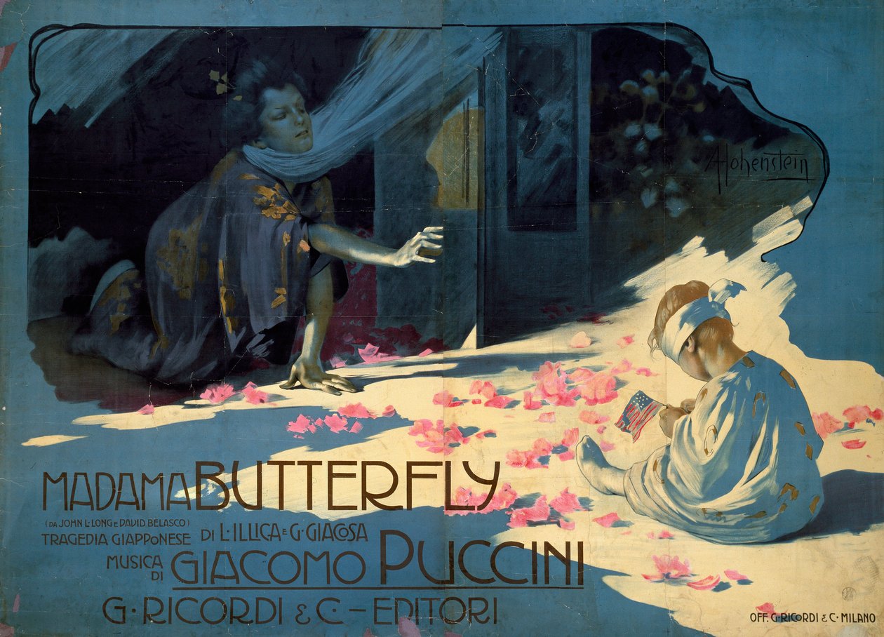 Plakat for operaen "Madame Butterfly" af Giacomo Puccini af Adolfo Hohenstein