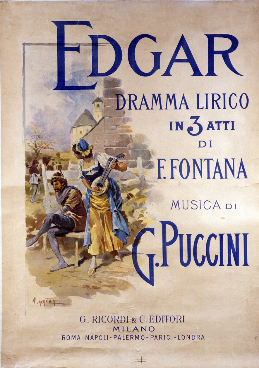 Plakat til operaen "Edgar" af komponisten Giacomo Puccini (1858-1924) af Adolfo Hohenstein af Adolfo Hohenstein
