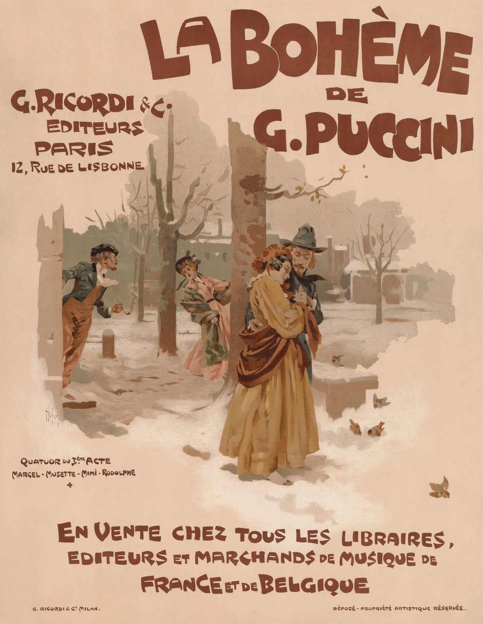 Plakat til operaen La Bohème af Giacomo Puccini, 1895. af Adolfo Hohenstein