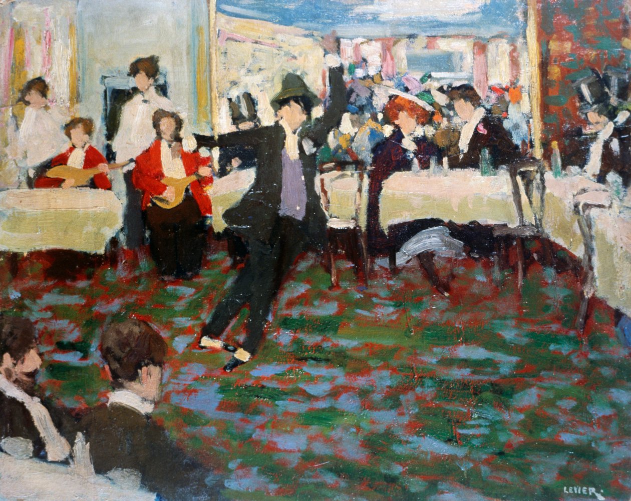 Maurice Chevalier, af Adolfo Levier (1873-1953), olie på karton, 49x60 cm. Italien, 20. århundrede. af Adolfo Levier