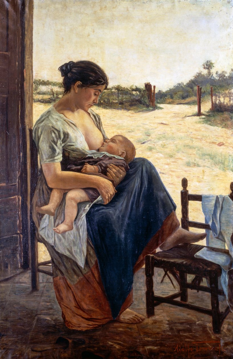 Maternity, af Adolfo Tommasi (1851-1933), olie på lærred af Adolfo Tommasi