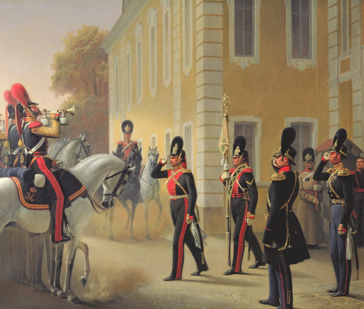 Paradering af Standard of the Great Palace Guards, 1853 af Adolph Gebens