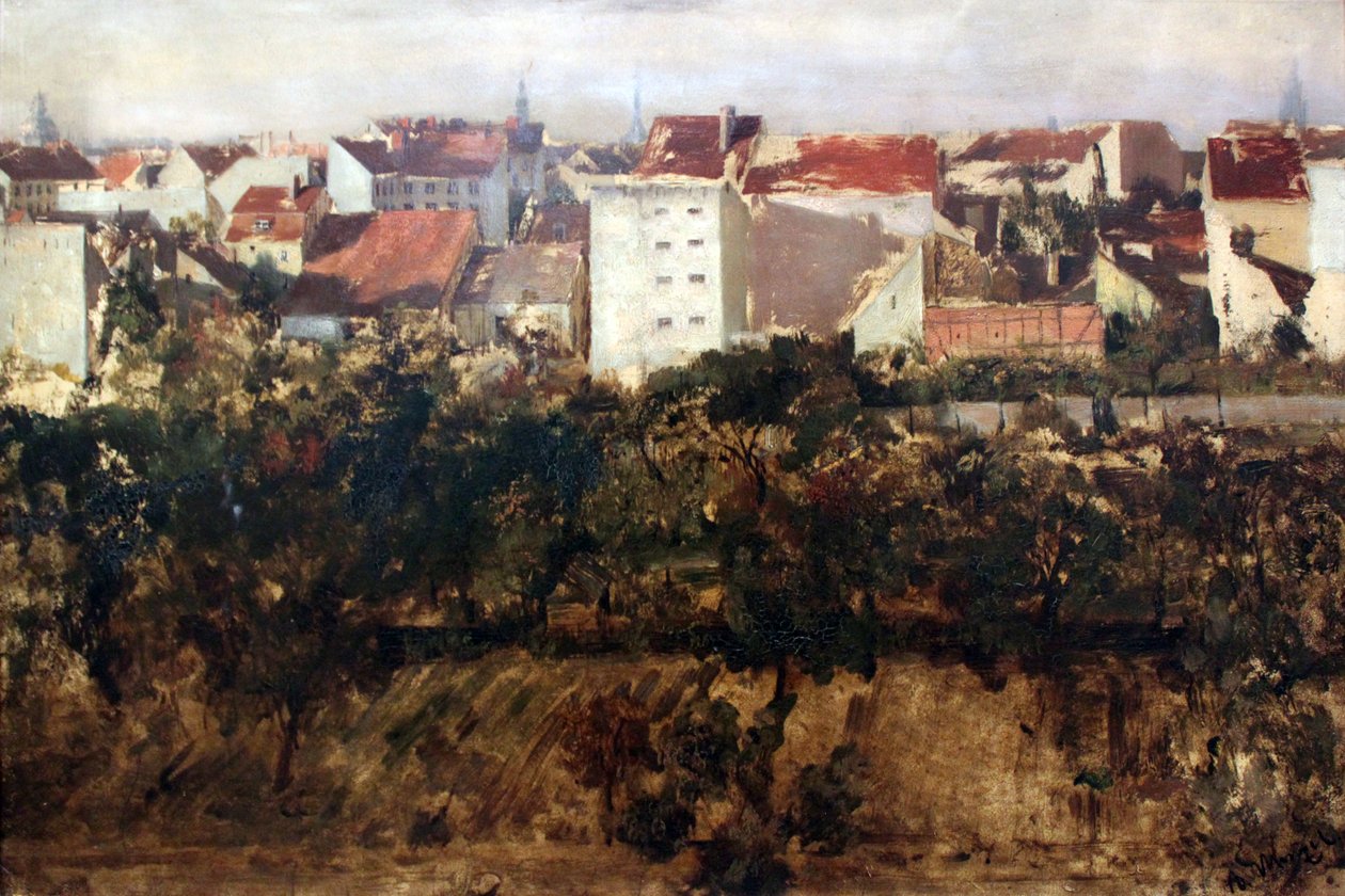 Udsigt over de bageste bygninger af Adolph Menzel