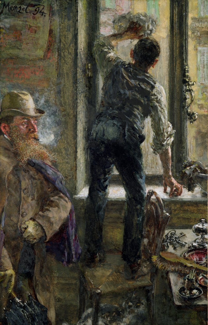 Morgenmad på cafeen, 1894 af Adolph Menzel