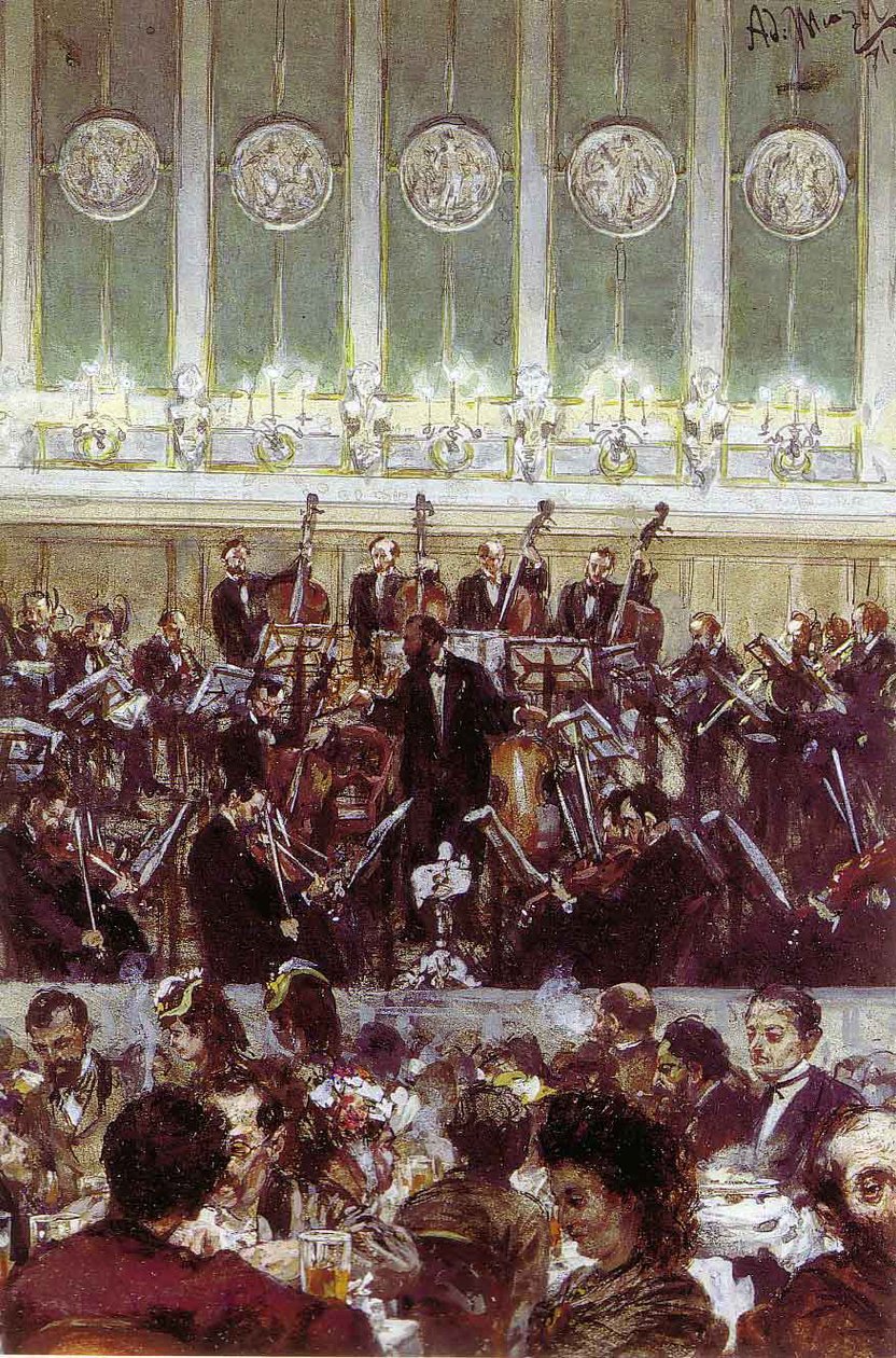 Concert of Berlin Bilsekapelle af Adolph Menzel