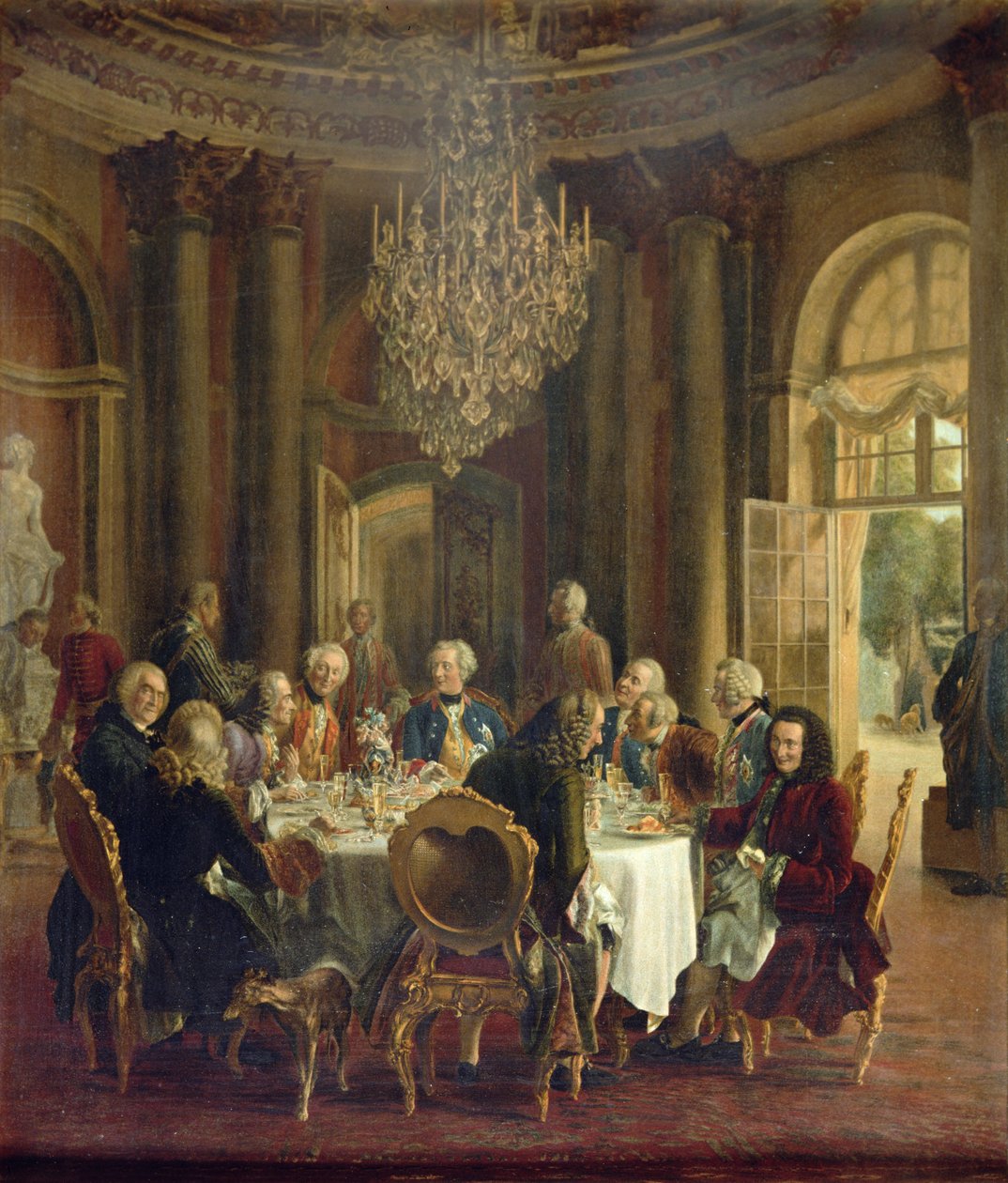 Middagsbord på Sanssouci, 1850 af Adolph Menzel