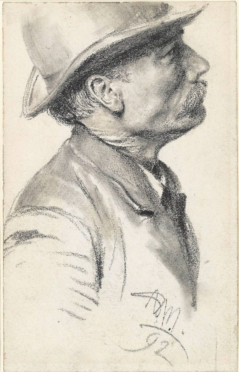 Overskægsmand i hat af Adolph Menzel