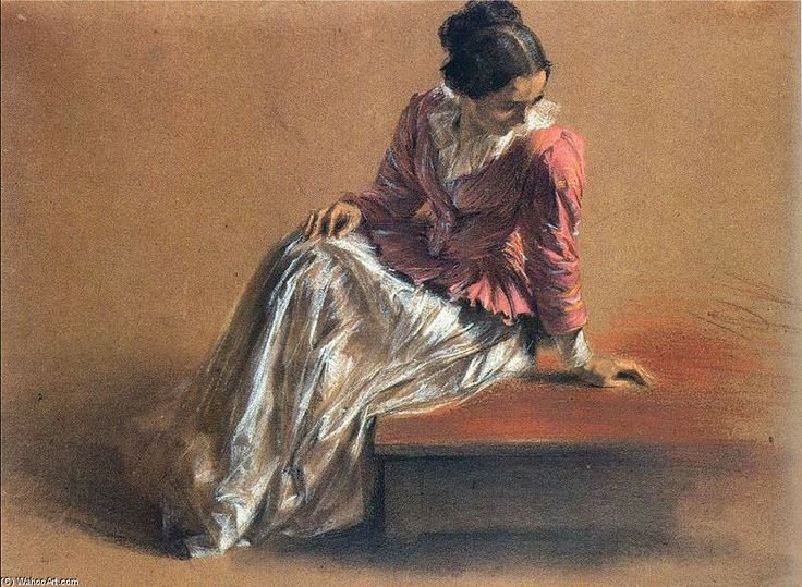 Siddende kvinde af Adolph Menzel