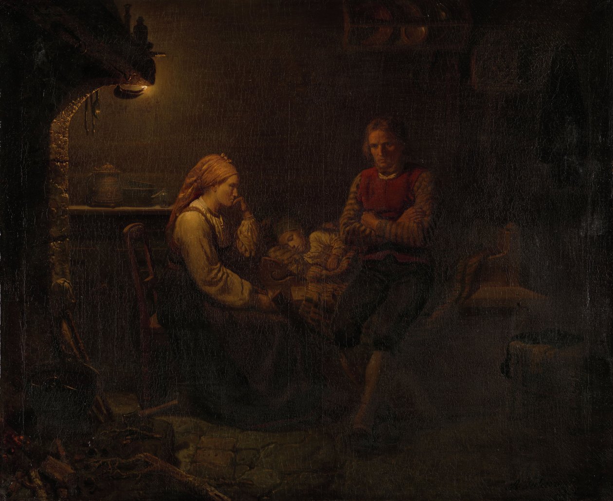 det syge barn af Adolph Tidemand