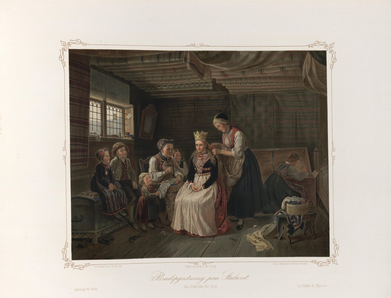 Illustration taget fra bogen Norske Folkelivsbilleder af Tidemand, Adolph og udgivet af Chr. Tønsberg (Christiania, 1858) af Adolph Tidemand