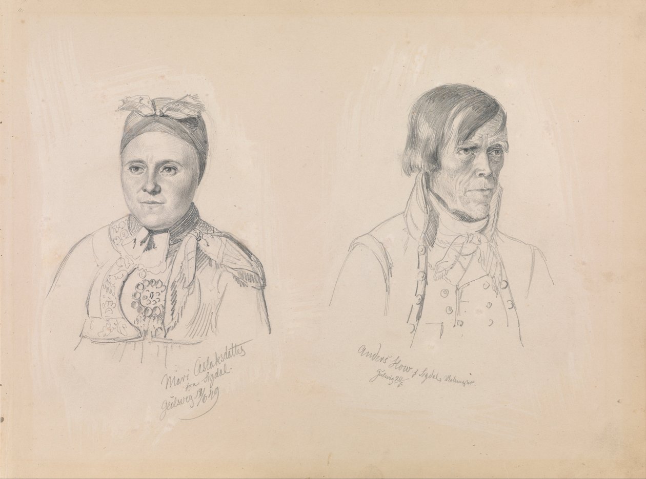 Mari Aslaksdatter og Anders How fra Sigdal af Adolph Tidemand