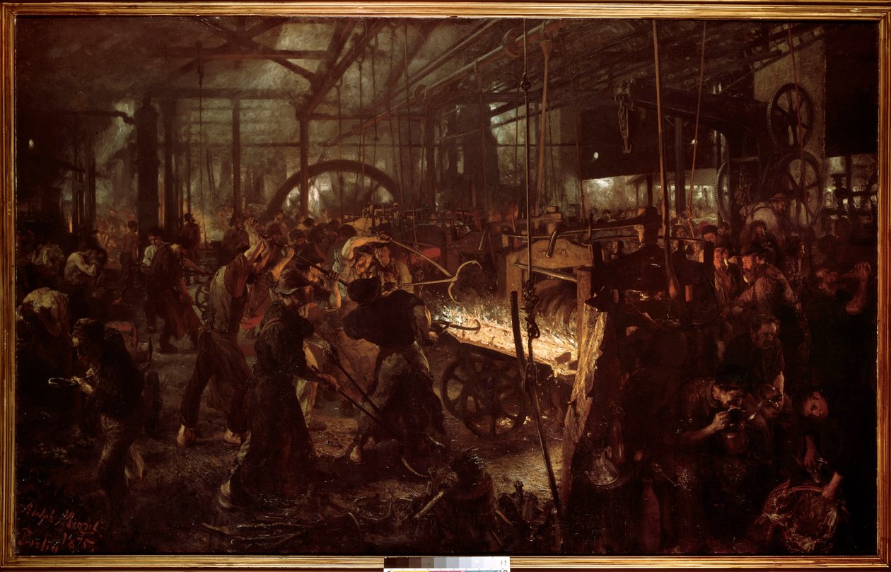 Metallurgi: "" Valseværket, arbejde i smedjen"" Maleri af Adolf Menzel (1815-1905) af Adolph Menzel