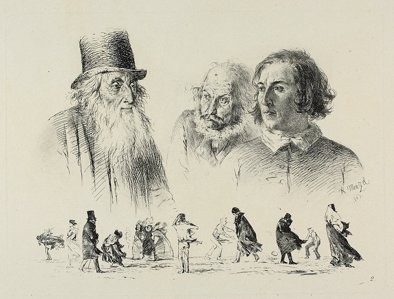 Tallerken to, fra Radierversuche af Adolph Menzel