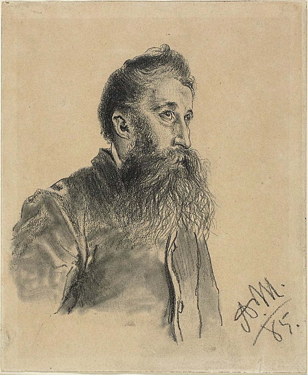 Portræt af en skægget mand af Adolph Menzel